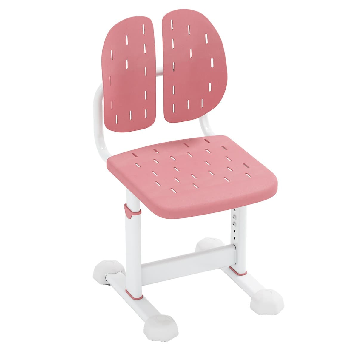 CostwayChaise de Bureau pour Enfant Réglable en Hauteur avec Double Dossier et Assise Respirante Structure en Métal Robuste pour 3+ Ans Rose