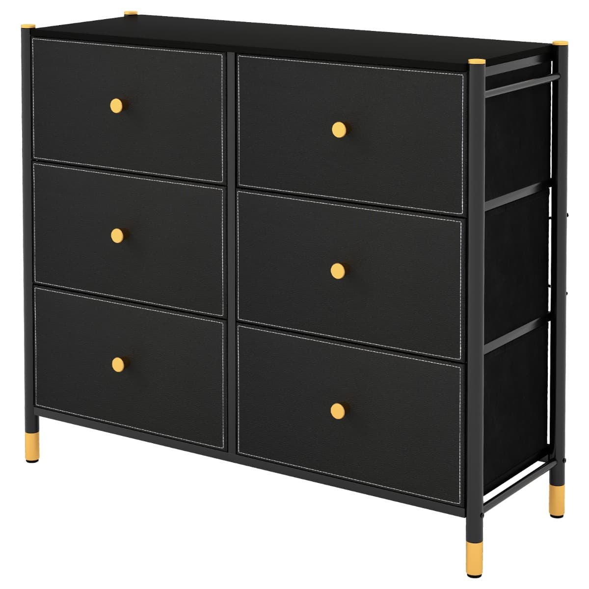 Commode à 6 Tiroirs en Tissu avec Cadre en Métal Large Commode Armoire de Rangement Autoportante pou