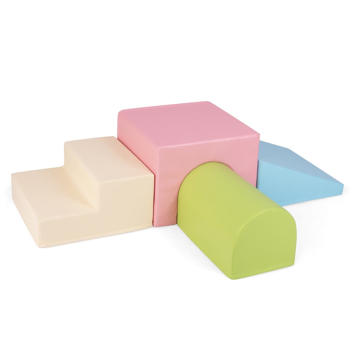 CostwayEnsemble de Blocs en Mousse pour Grimper et Ramper pour Bébé Ensemble de Structures de Blocs de Construction Doux Rose