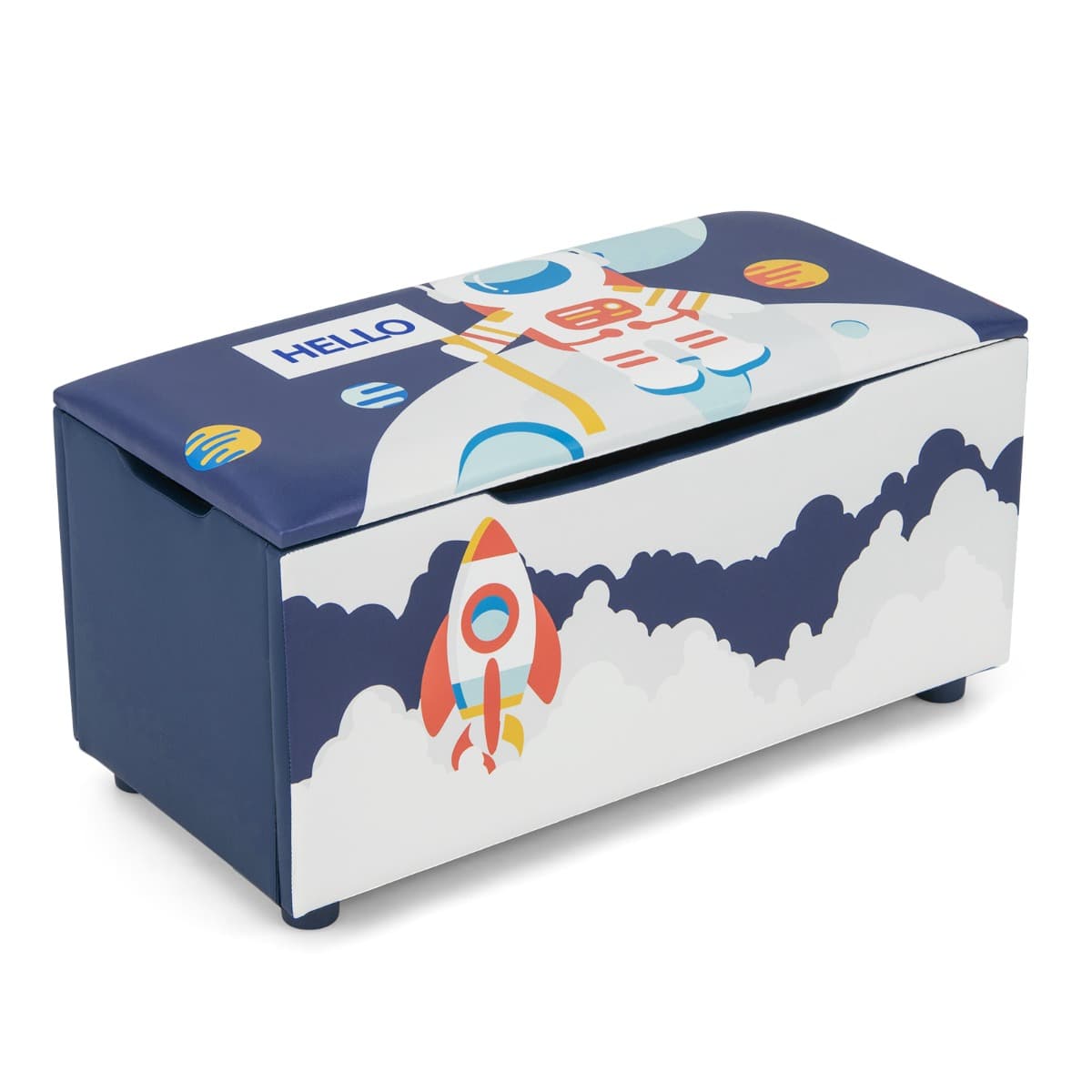 CostwayCoffret à Jouets 75 x 36 x 38 cm (L x l x H) Couvercle Amovible Rangement Jouet avec Siège Rembourré Multicoloré