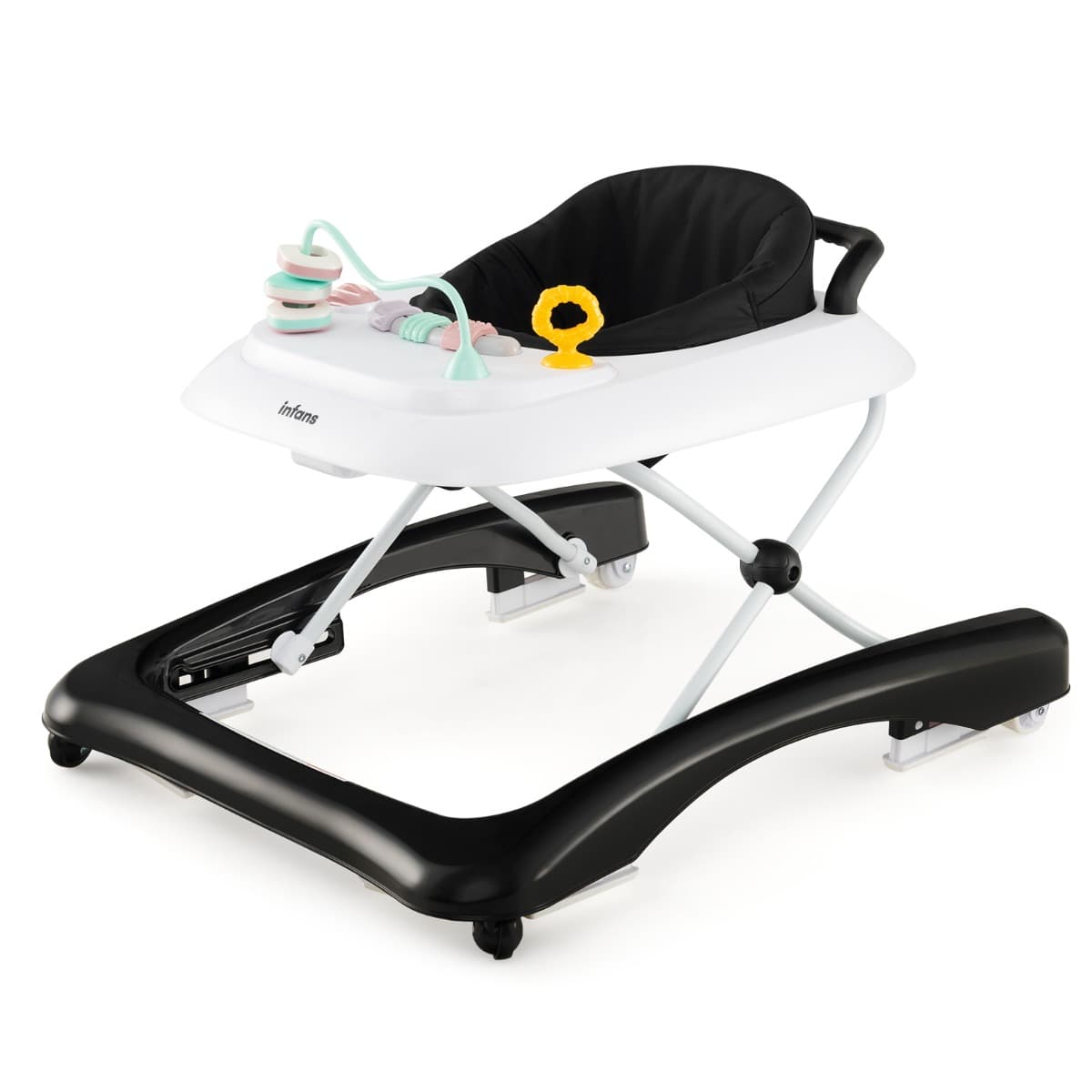 CostwayTrotteur Bébé Pliable avec 3 Hauteur Réglable & Roues Universelles 2 Vitesses Charge 12kg pour Bébé de 6 Mois + Noir