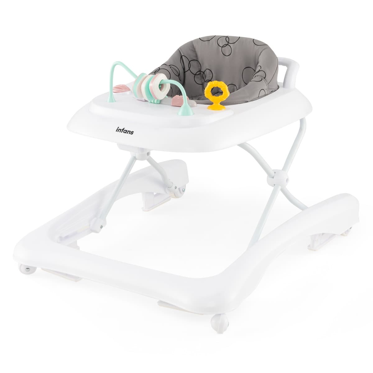 CostwayTrotteur Bébé Pliable avec 3 Hauteur Réglable & Roues Universelles 2 Vitesses Charge 12kg pour Bébé de 6 Mois + Gris