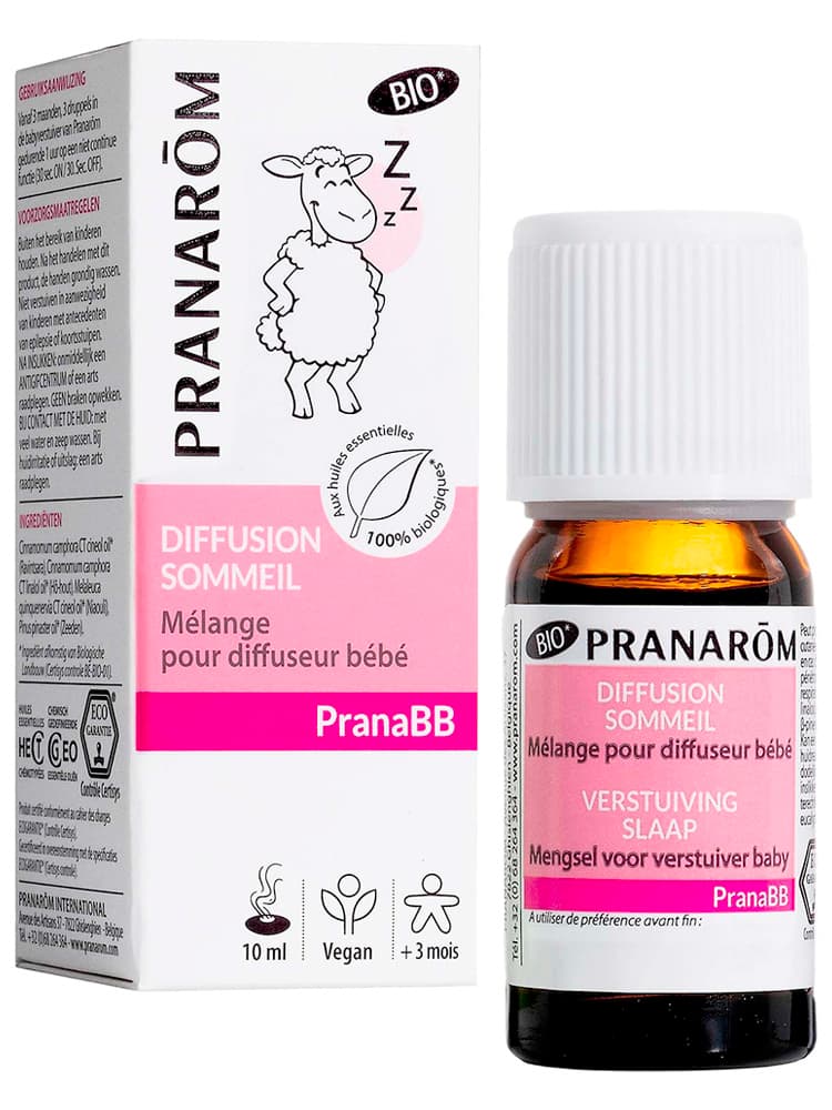 Pranarôm Pranabb Diffusion Sommeil Bio (Eco) Mélange Huiles Essentilles Biologiques Pour Diffuseur Spécial Bébé 10 ml