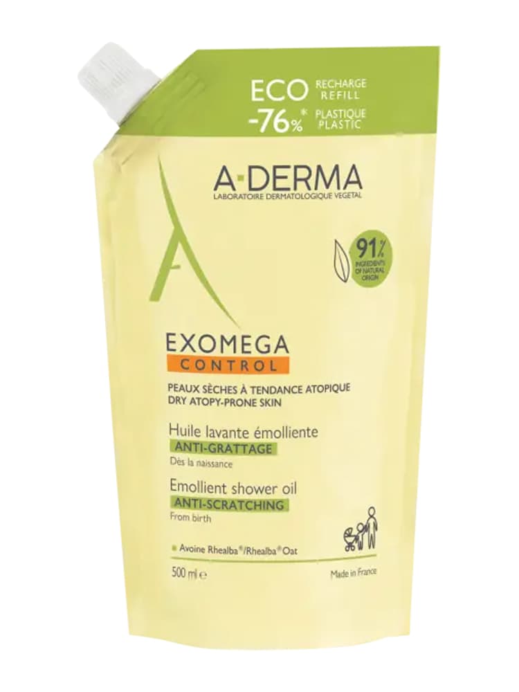 A-DERMA Exomega Control Huile Lavante Émolliente Peaux Sèches Atopiques Recharge 500 ml