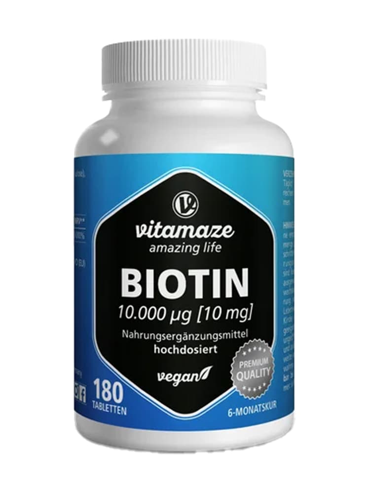Vitamaze Biotine 10 mg à Haute Dose Végétalien 180 Comprimés