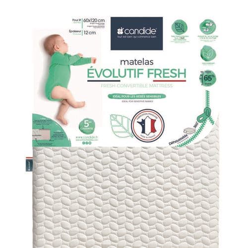 CANDIDE - Matelas évolutif Fresh déhoussable 360° 60x120x12 cm