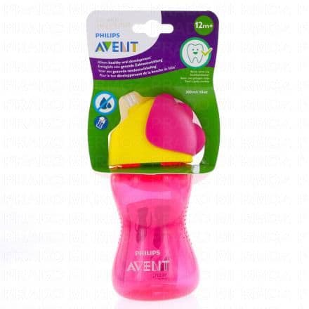 AVENT Tasse à Paille 300ml +12 Mois rose