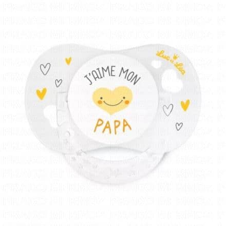 LUC ET LEA Essentiel collerette confort+ - Sucette 0-6 mois j'aime mon papa j'aime ma maman